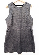 Gap Dress Sz 16 black sparkly peek-a-boo back sleeveless fit and flare jacquard