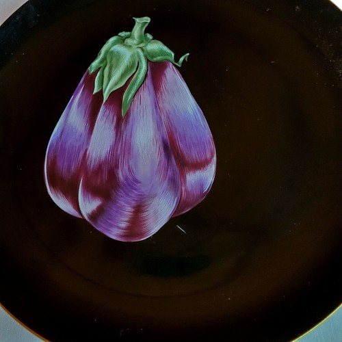 Fitz & Floyd Porcelain Salad Plate Vegetable Garden Eggplant Hand Painted 1986 - Picture 2 of 4