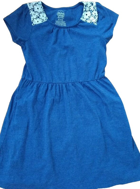 FADED GLORY GIRLS BLUE DRESS, SIZE M (7/8), SHORT SLEEVES, PRE-OWNED