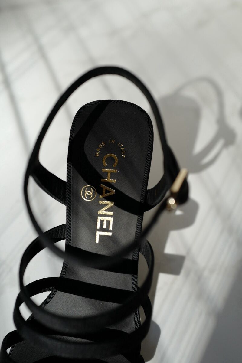 BNIB Chanel 24B Strappy Heels In Black With Crystals BNIB Chanel 24B Strappy Heels In Black With Crystals