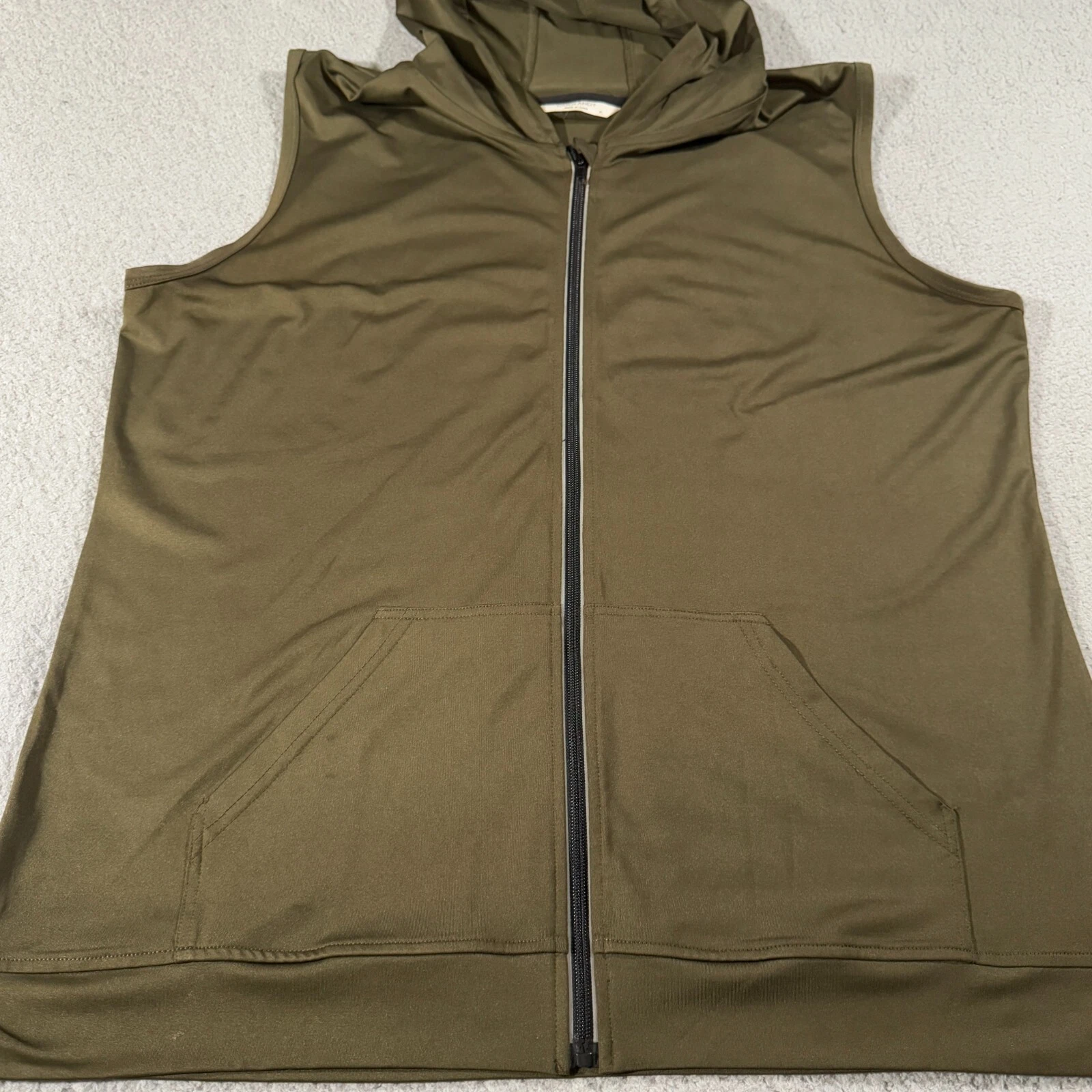 Coofandy Sleeveless Hoodie Gym Shirt Green Men's Extra Large Top Mens Full Zip