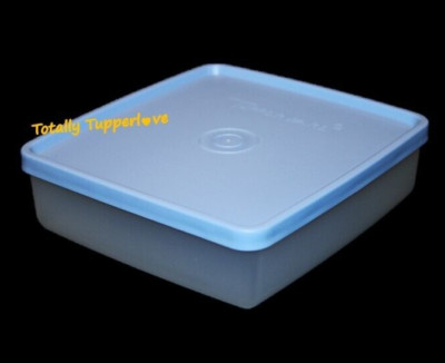 Tupperware Square Away Single Square Round Keeper Blue & Sheer NOS  
