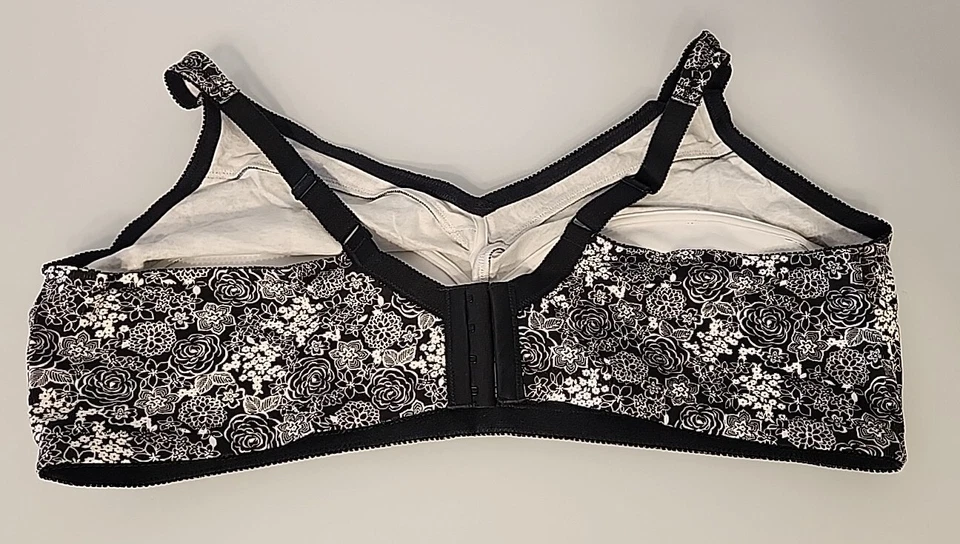 Sujetador COMFORT CHOICE Negro Blanco Floral TALLA 50D Inalámbrico Strecth Foto 3 de 4