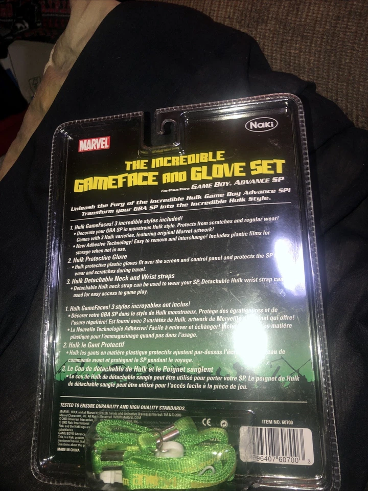 New Naki Nintendo Gameboy Advance SP Accessory Hulk Gameface & Glove SMASH - Image 4 of 4