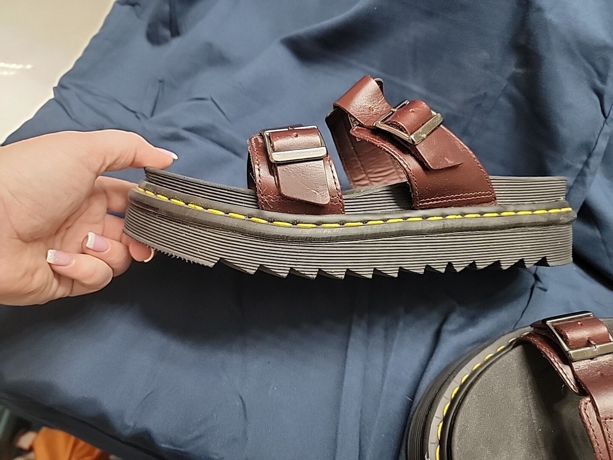 DR. MARTENS MYLES BRANDO LEATHER BUCKLE SLIDE SANDALS SIZE 12 View 5