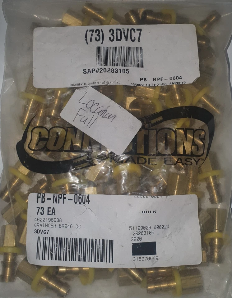 Continental 3DVC7 Push-On Hose Fitting 3/8in x 1/4in Hose Barb x NPTF Qty 73 - Image 2 of 2