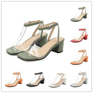 mid clear block heels