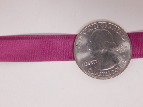 VINTAGE RIBBON LOT Beaded Edge Satin, Dark Pink Rosy Purple 7 yds X 3/8” Acetate - Picture 3 of 3