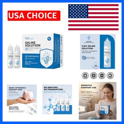 Cleansing 0.9% Saline Solution Vials - 25 Single-Use 5ml Ampoules for Adults
