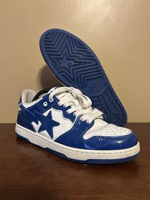 Size 9.5 A Bathing Ape Bape Sta #5 Low Patent Leather Blue Authentic Men s