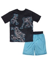 Marvel Boys Black  Blue Black Panther Short Sleeve 2 Piece Pajama Set Size 4-5