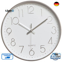 Jomparis 30Cm Quarz Wanduhr Silber Schleichende Sekunde Lautlos Analog Z