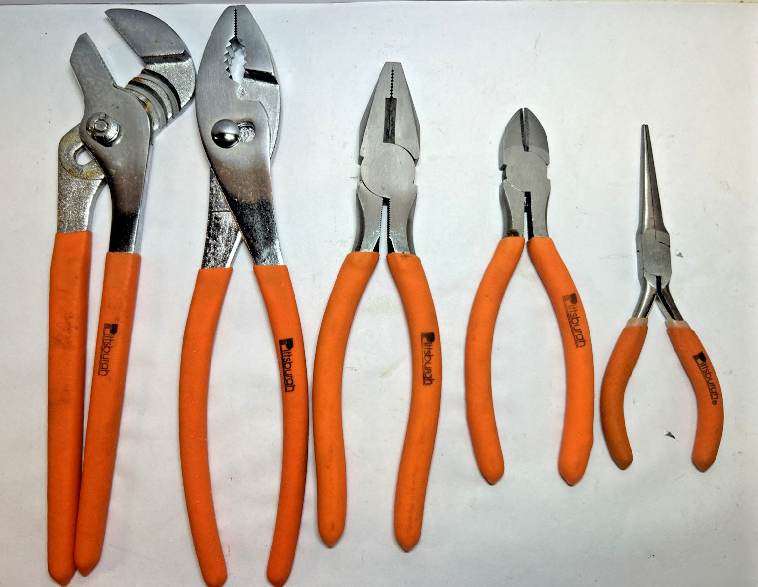 PITTSBURGH 5 pc Various Plier Set Carbon Steel Linesman Long Nose Cutter
