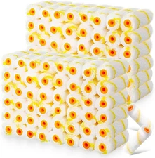 Leumoi 300 Pcs 4 Inch Mini Paint Roller Cover 1/2" Nap Small Microfiber Roller