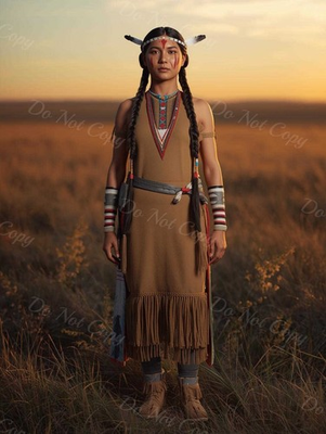 #ad Photo A4 Lakota Sioux – guerrière en robe longue avec franges – 1219 EUR 5.99