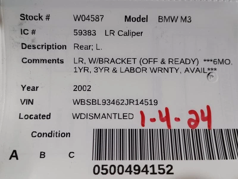 Pinza trasera convertible izquierda conductor para BMW M3 1828470 01-06 Foto 4 de 4