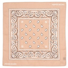 JACOB COHEN Tan Floral Paisley Printed Cotton Pocket Square NEW