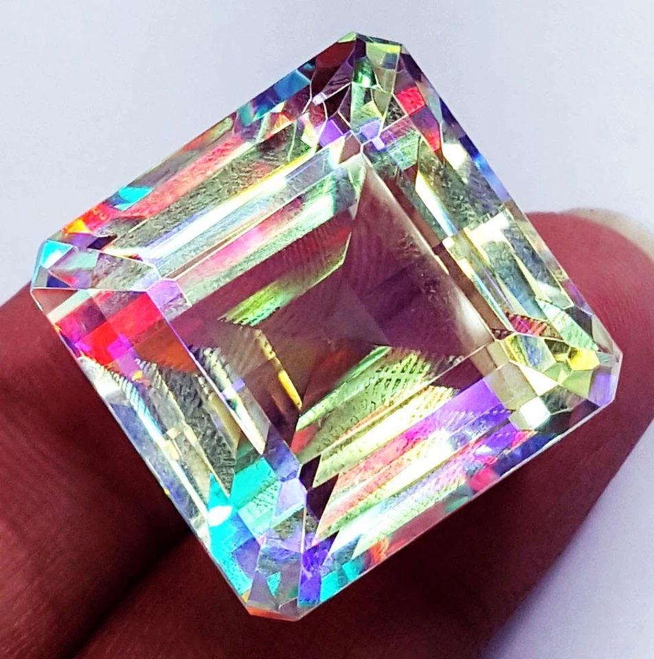 Mystic Quartz Rainbow Color 80 to 85 Ct Square Shape Loose Gemstone Certified - Image 2 of 4