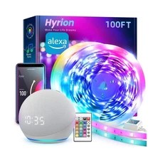 hyrion Smart LED Lights for Bedroom 100ft, Voice Control Strip Lights with Al...