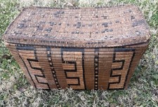 Antique Salish Thompson River Lidded Basket Native American Vintage
