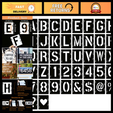 12" Craft Stencils Set - 42 Pcs Reusable Alphabet  Number Templates for Paintin
