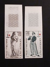 paire timbres variété non dentelés croix rouge 1400/1401 France 1963 neufs XX