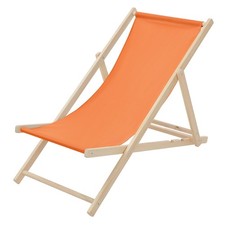 Chaise longue de jardin pliante bois bain de soleil plage chilienne orange 120kg