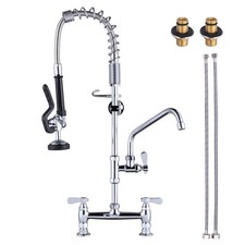 Commercial Kitchen Faucet Deck Mount with Pre-Rinse Sprayer 26" Height Kitche...