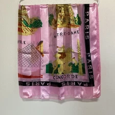 WOMEN'S PINK Square Scarf 38"x38" PARIS LANDMARKS PRINTS  - NWOT