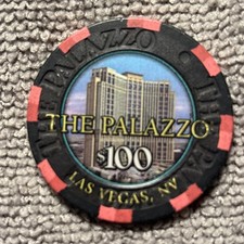One $100 table chip from The Palazzo at The Venetian Resort in Las Vegas