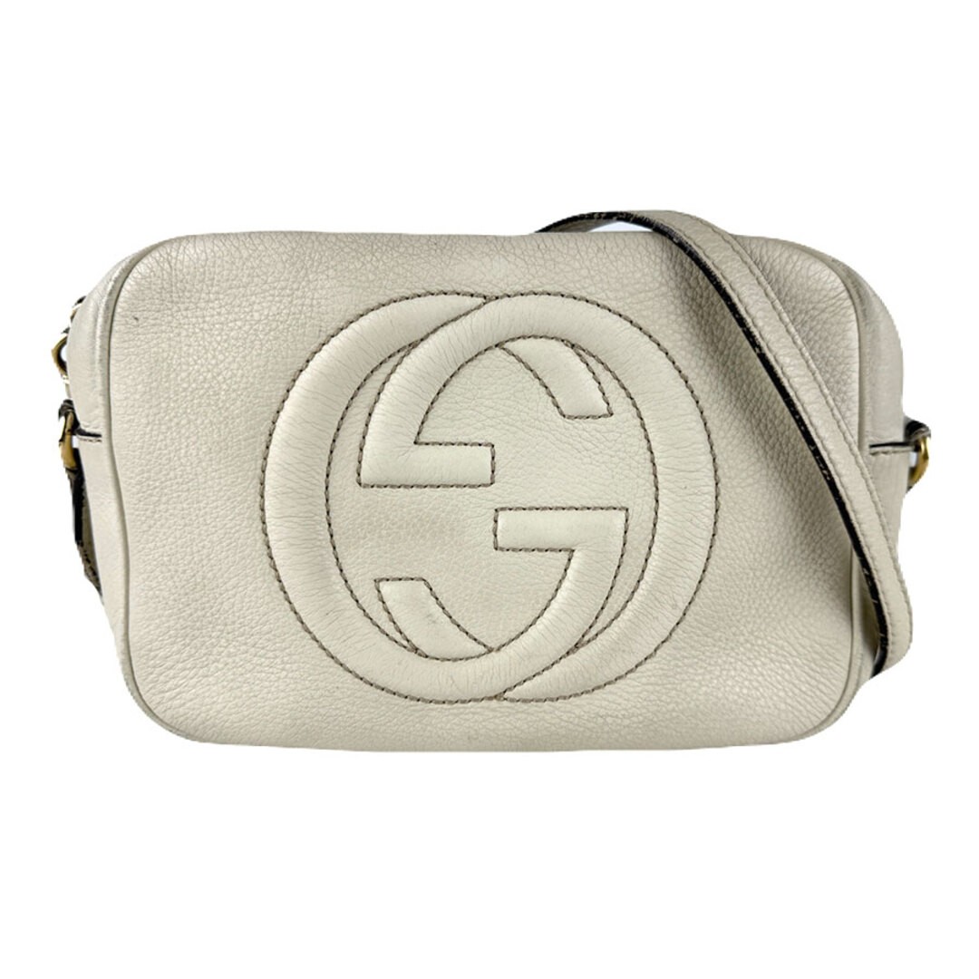 GUCCI Ivory Leather Crossbody Bag Gold Hardware Used 16x19cm Fashion Valid