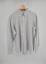 Hathaway USA Made Striped Button Up Long Sleeve Shirt Size 18 34/35