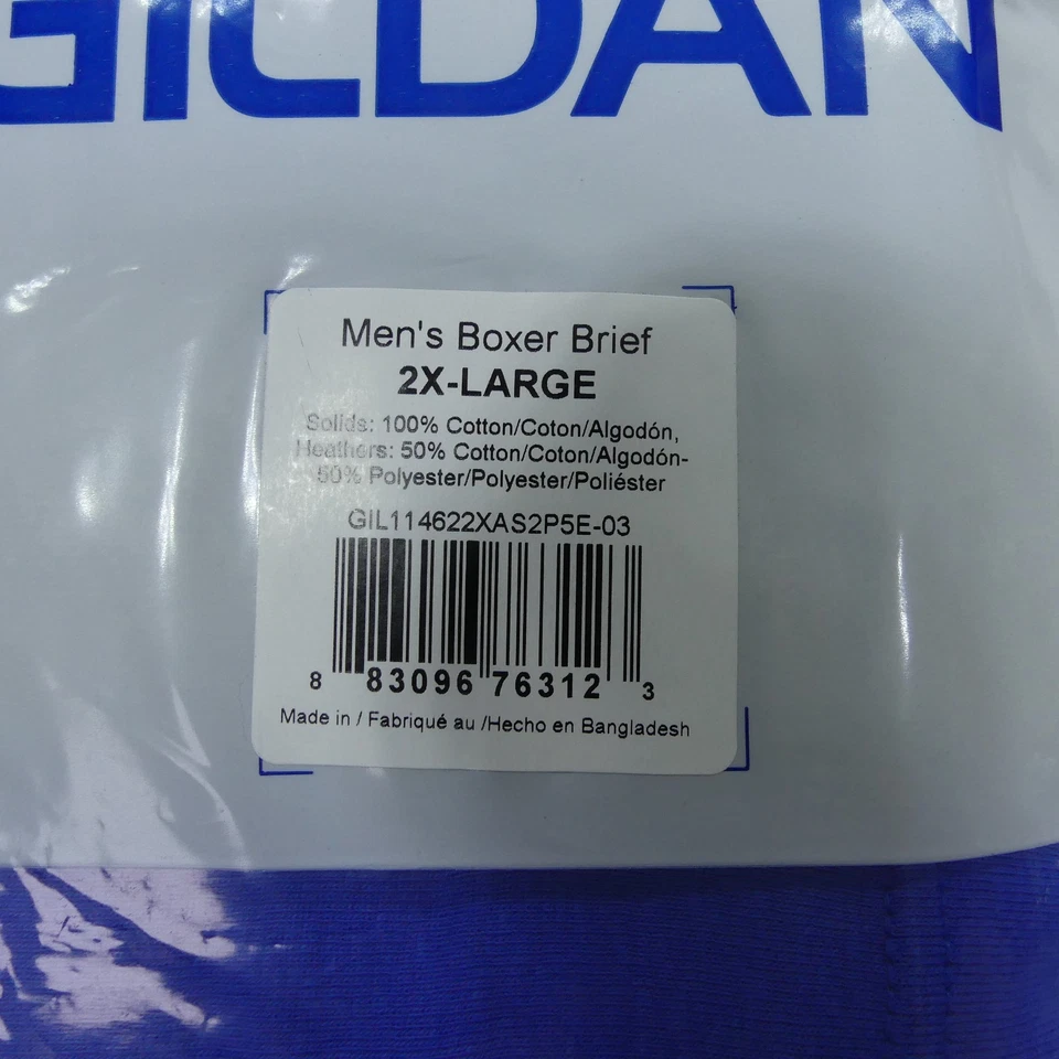 Gildan Underwear Mens 2XL Boxer Briefs Gray Blue Cotton Blend 5 Pair - Image 2 of 4