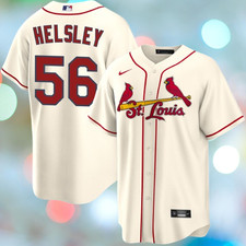 Men's Cardinals #56 Ryan Helsley Cream Cool Base Jersey Stitched