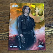 Jyn Erso 2025 Topps Chrome Star Wars Sapphire GOLD 18/50 Refractor Card 66