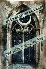 Moonlit Arch Gothic Doorway Wall Hanging Tapestry occult fantasy art 59X82 in