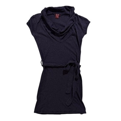 Bobi Purple Cowl Neck Belted Tunic Top Women's Small Cotton Y2K