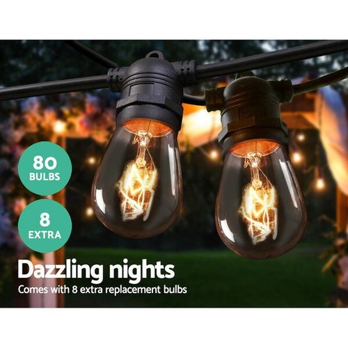Jingle Jollys 74m Festoon String Lights Christmas Bulbs Party Wedding Garden Par - Picture 4 of 8