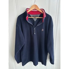 Vintage Tommy Hilfiger Quarter Zip Sweatshirt Navy Blue Men's XL Logo