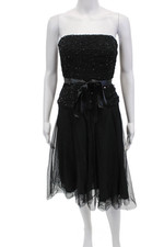 Alexia Admor Womens Strapless Sequin Tulle A Line Dress Black Size XS