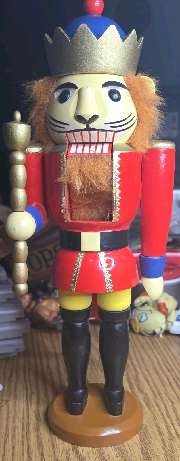Erzgebirge Expertic Original Wooden Nutcracker Lion King 13.5" Tall Made In GDR