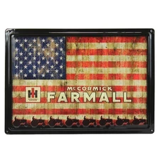 Case IH McCormick Farmall USA Flag Tin Sign, 17in x 12in 42001