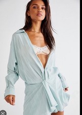 Free people TARA TWIST MINI DRESS IN SEA WASHED in Small