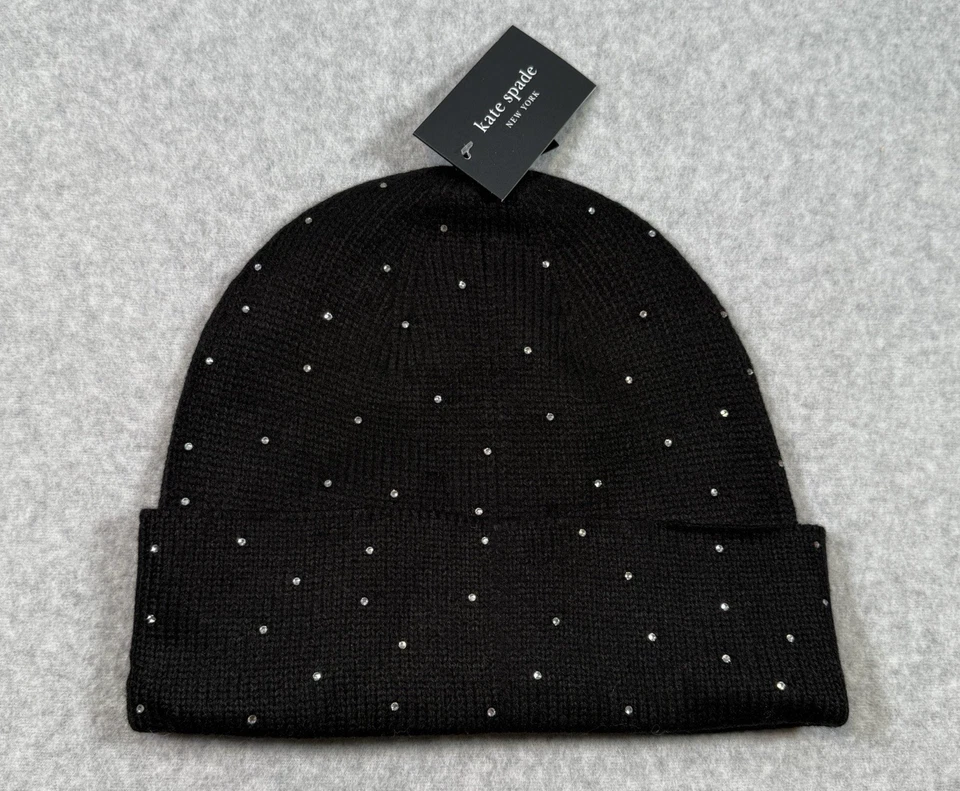 Kate Spade Disco Ball Beanie KS1004039C Rhinestone Black NWT - Image 2 of 4