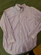 Ralph Lauren Classic Fit Striped Button Down Shirt Purple White 17 34/35