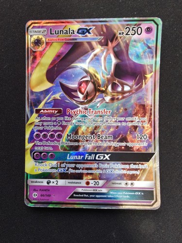 Pokemon TCG Lunala GX 66/149 SUN AND MOON Base Ultra Rare Holo 250HP 2017