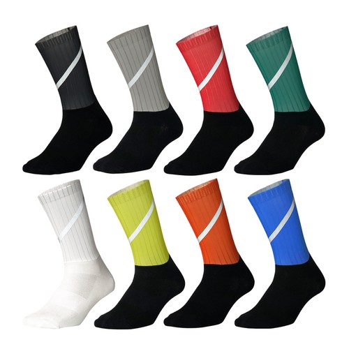 Reflective Road Cycling Socks Bicycle Bike Riding Sports Athletic Socks XC Grey - Picture 200 of 200