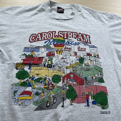 Vintage 90s Fruit Of The Loom Best Carol Stream Illinois T Shirt Large