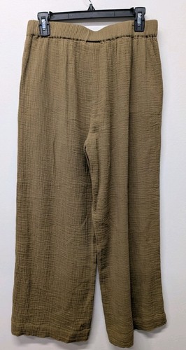 Wonderly Boho Muslin Gauze Green Pull On Cotton Pant Women’s M - Picture 2 of 8