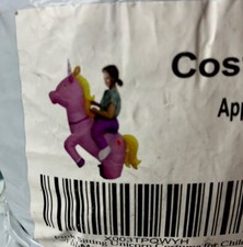 Inflatable Sitting Unicorn Costume, Halloween Costume, Child's Size, Color Pink